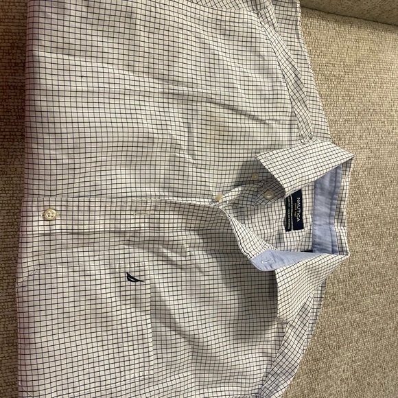 Men’s Nautical white striped long sleeve polo shirt like new size 15 1/2 32/33 - Picture 2 of 4